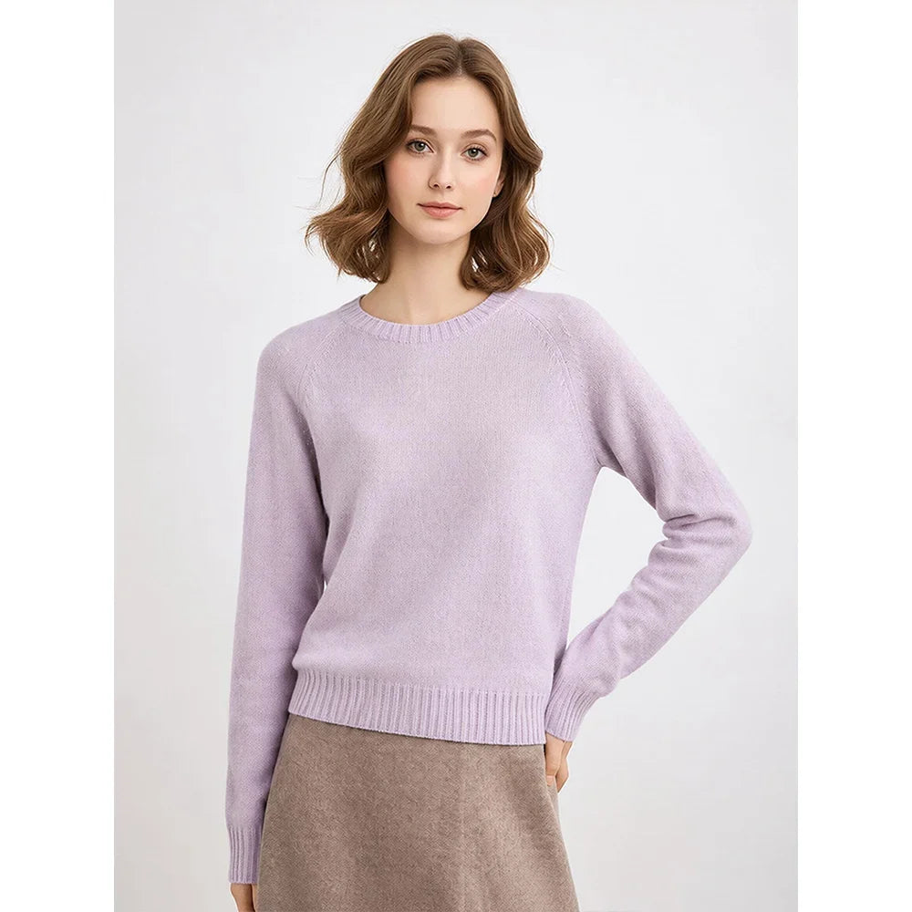 Damen Pullover Rundhalsausschnitt Langarm Strickpullover
