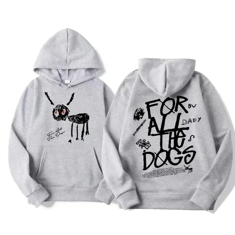 Bluza z kapturem i wyrazistym nadrukiem – motyw For All The Dogs