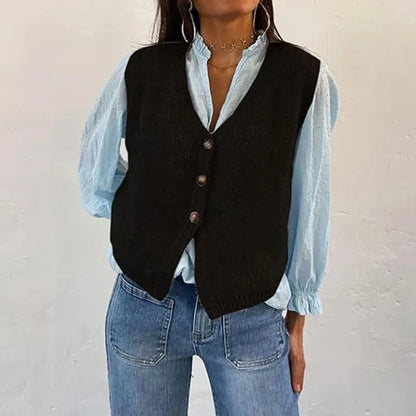 Gilet da donna in maglia con scollo a V e abbottonatura