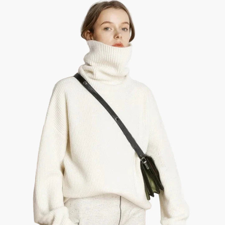 Damen Rollkragenpullover Oversized – Modischer Winter Strickpullover für Alltag & Freizeit