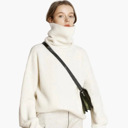 Damen Rollkragenpullover Oversized – Modischer Winter Strickpullover für Alltag & Freizeit