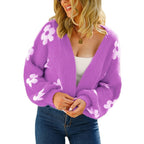 Kort vest voor dames met bloemenmotief en V-hals