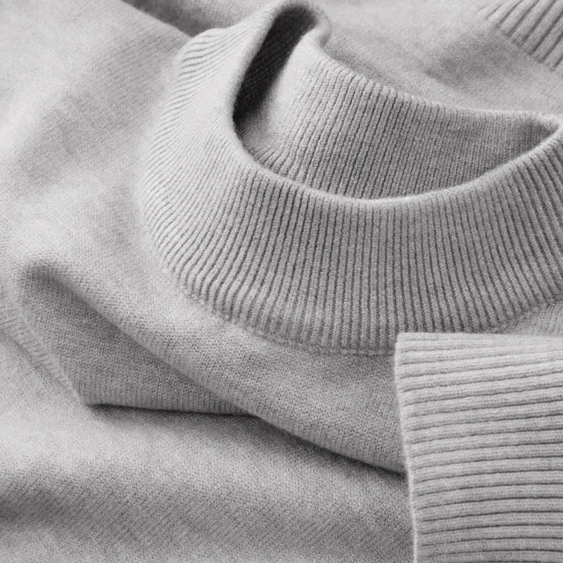 Unisex Strickpullover Rundhalsausschnitt Feinstrick Grau