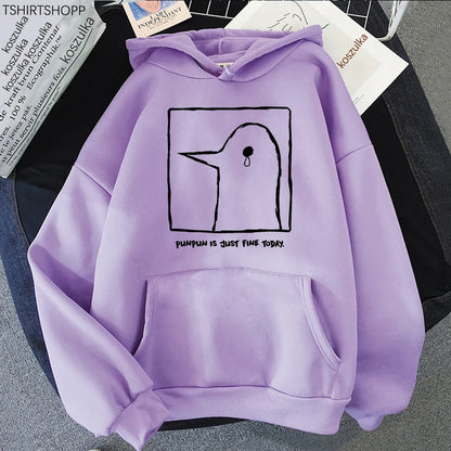 Unisex-hættetrøje med Punpun-print og kængurulomme