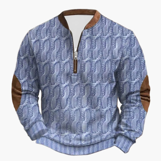 Jersey outdoor casual para hombre con cuello alto y cremallera – Look de punto a la moda para el día a día y ocio