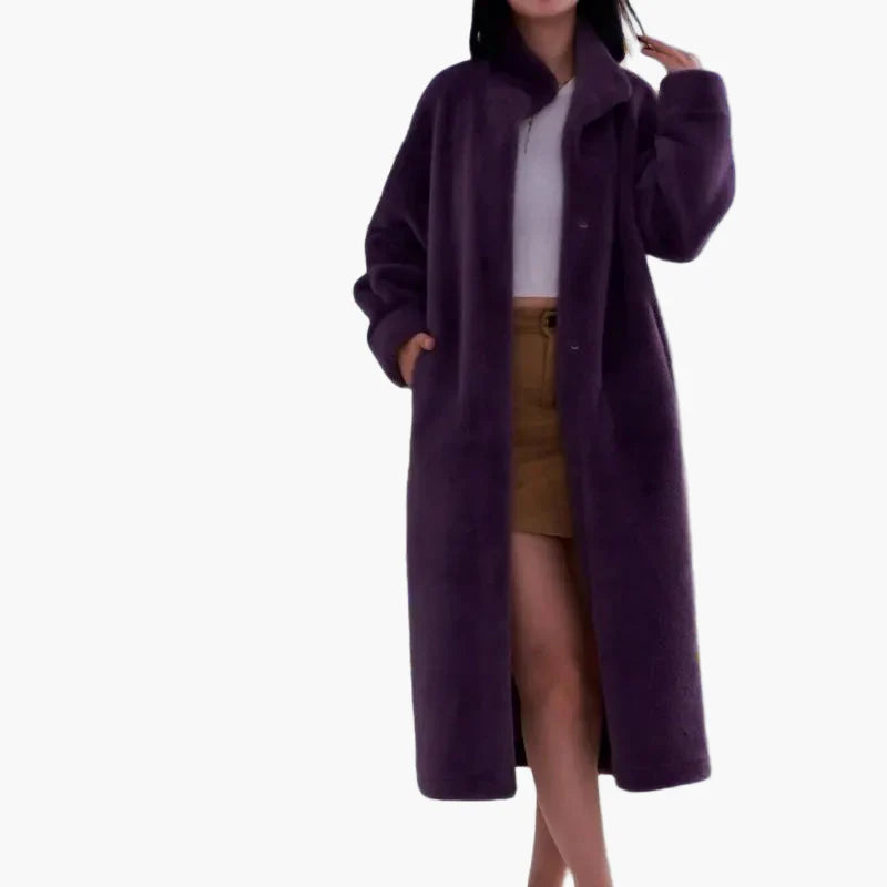 Damen Langer Flauschiger Wintermantel – Eleganter Komfort für kalte Tage