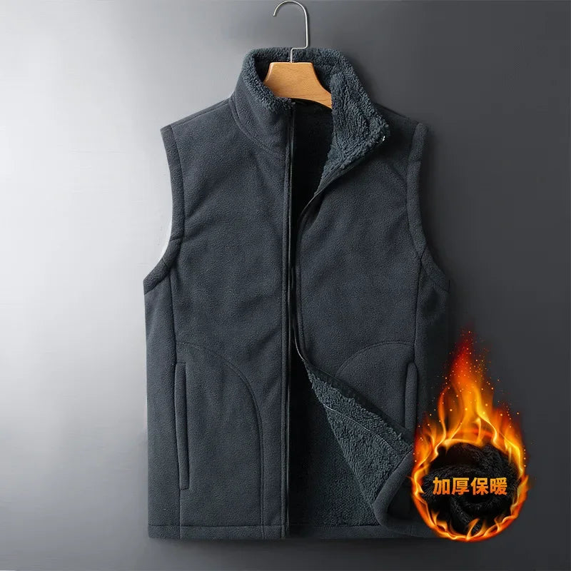 Unisex vinterfleecevest med ståkrage og fleecefôr