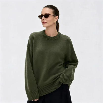 Pull oversize pour femme à col rond, pull en maille, coupe ample