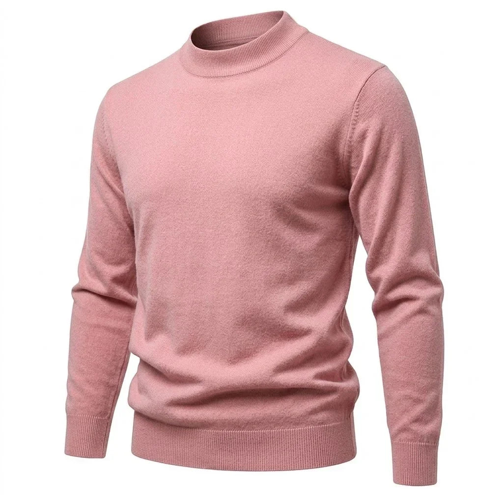 Herren Rollkragenpullover Basic Strickpullover Hochgeschlossen Cremefarben
