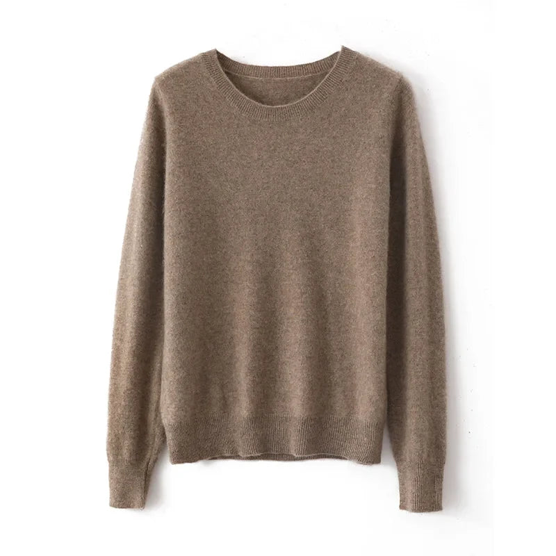 Pullover da donna in maglia, a girocollo, a maniche lunghe, in materiale morbido