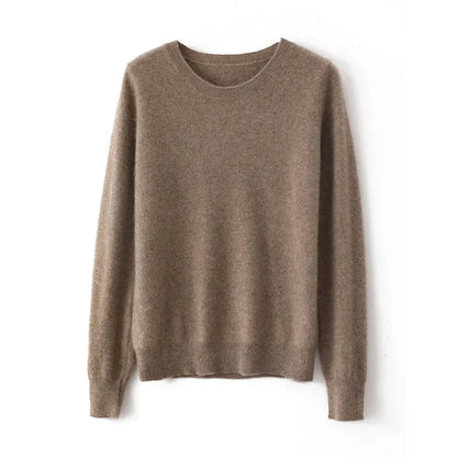 Pullover da donna in maglia, a girocollo, a maniche lunghe, in materiale morbido