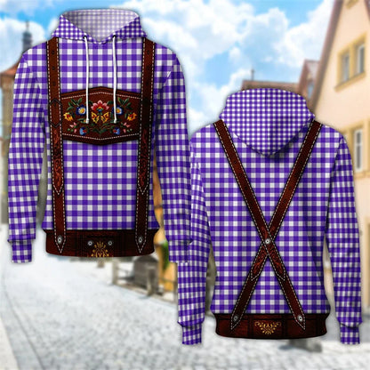 Sweat à capuche au design traditionnel avec imprimé de bretelles et de motifs