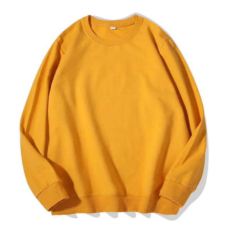 Sudadera unisex de manga larga con cuello redondo, colores lisos