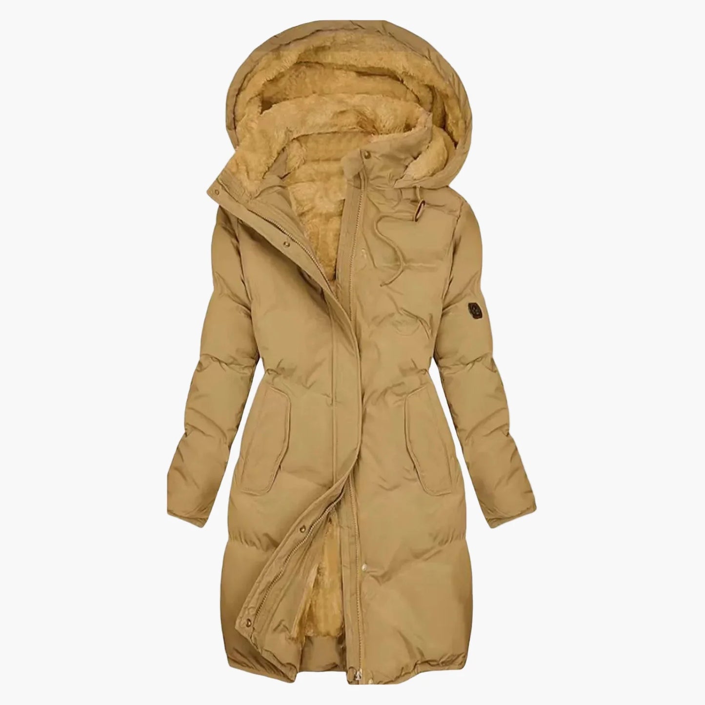 Cappotto invernale da donna con cappuccio – Elegante cappotto trapuntato lungo per tutti i giorni e attività all'aperto