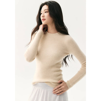 Damen Feinstrickpullover Rundhals Langarm Schmal Geschnitten