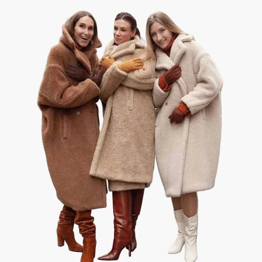 Damski oversize płaszcz teddy – modny płaszcz zimowy na co dzień i na czas wolny