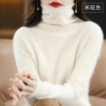 Dame-rullekravepullover, lange ærmer, blødt materiale