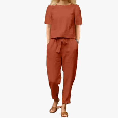 Damen 2-teiliges Freizeitset – Sommer Outfit mit lockerem Oberteil und Hose, ideal für Alltag und Urlaub