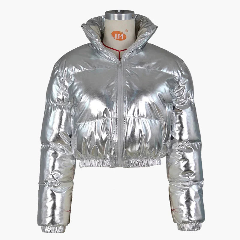 Chaqueta puffer corta para mujer estilo streetstyle moda de invierno – Look brillante para el día a día y eventos