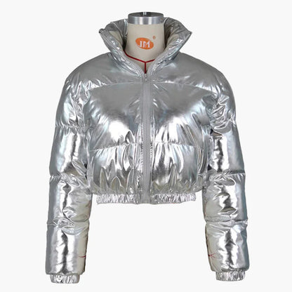 Chaqueta puffer corta para mujer estilo streetstyle moda de invierno – Look brillante para el día a día y eventos