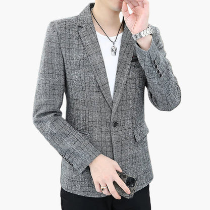 Chaqueta de negocios moderna para hombre – Blazer elegante a cuadros para oficina y ocio