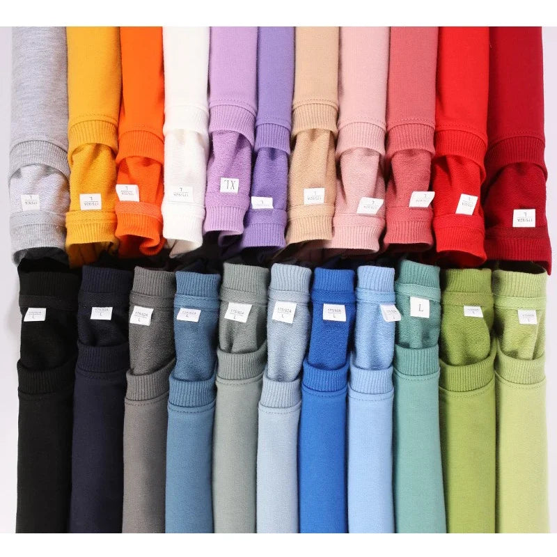 Sudadera unisex de manga larga con cuello redondo, colores lisos