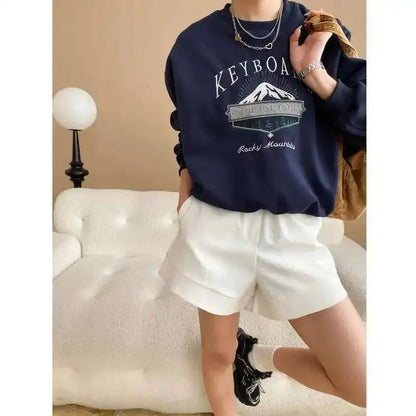 Unisex Langarm Sweatshirt mit Rundhalsausschnitt und Stickerei