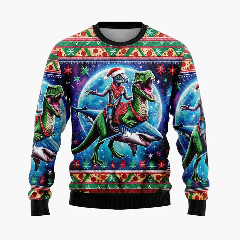 Herren Ugly Christmas Sweater Hip Hop Santa Claus – Lustiger Weihnachtspullover für Partys & Freizeit