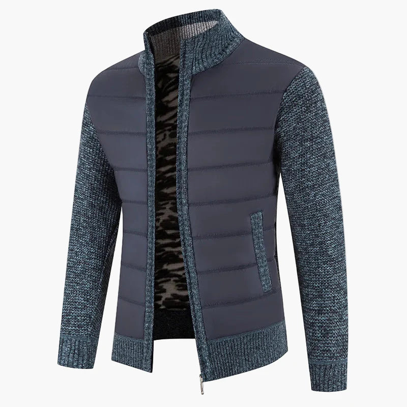 Herre quiltet jakke i urban casual look – Komfortabel fritids-zipper med strikkede ærmer