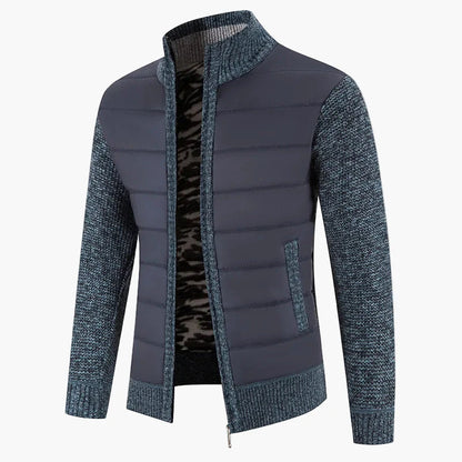 Herre quiltet jakke i urban casual look – Komfortabel fritids-zipper med strikkede ærmer