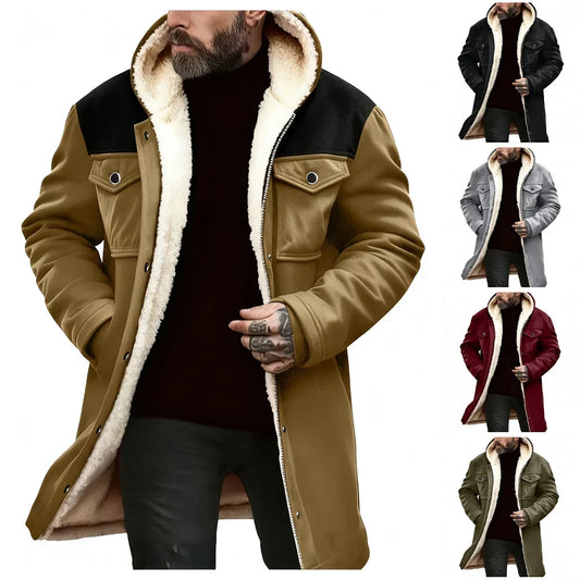 Herren Wintermantel mit Kapuze und Teddyfutter – Warm Gefüttert