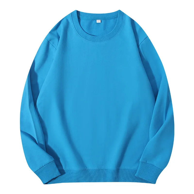 Sudadera unisex de manga larga con cuello redondo, colores lisos