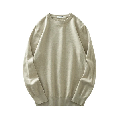 Pullover unisex a maniche lunghe, girocollo, in maglia fine con polsini a coste