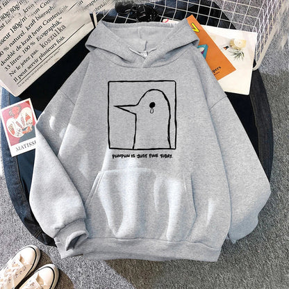 Unisex-hættetrøje med Punpun-print og kængurulomme