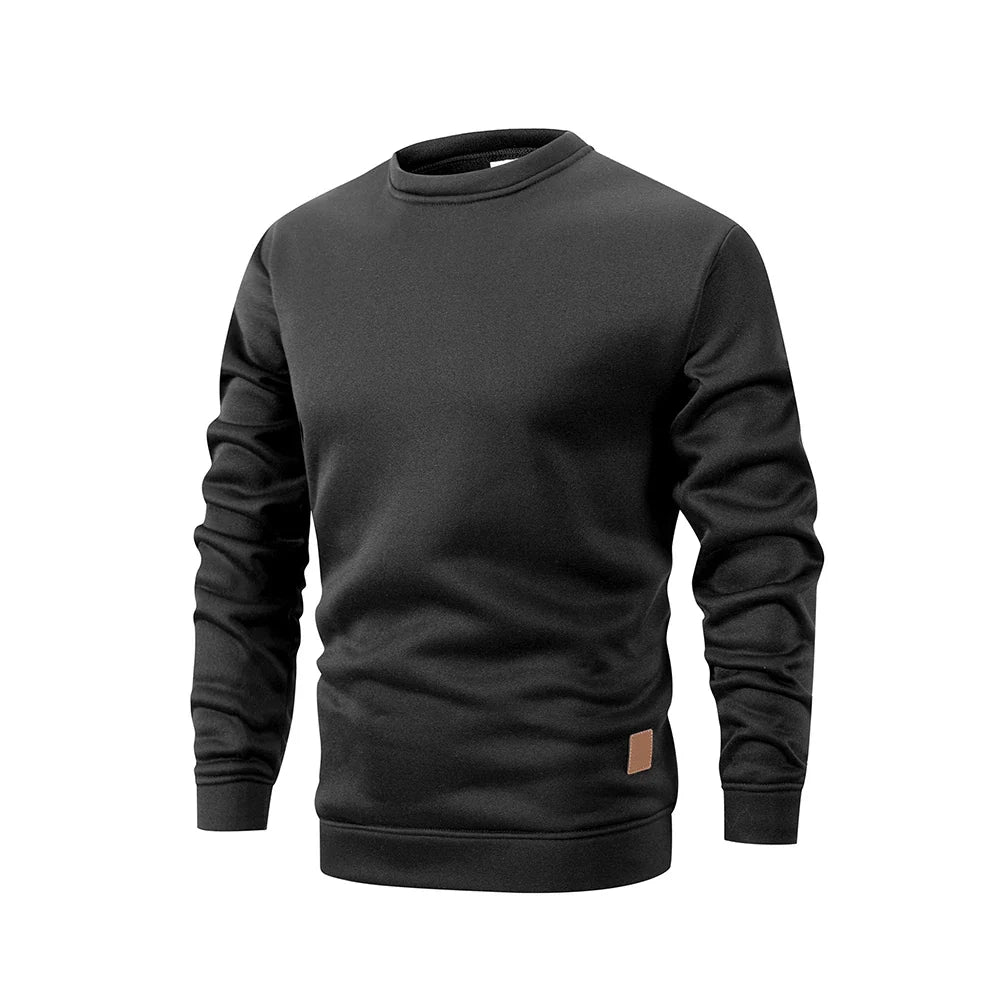 Pull homme à col rond, effet chiné, sweat-shirt à manches longues
