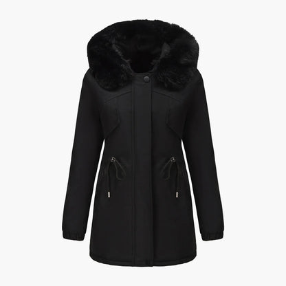 Dames winterjack met capuchon en nepbontkraag – Modieuze parka voor koude dagen