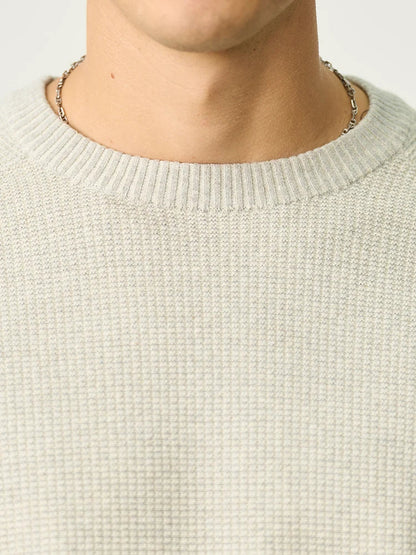 Herren Pullover Rippstrick Blau Rundhalsausschnitt