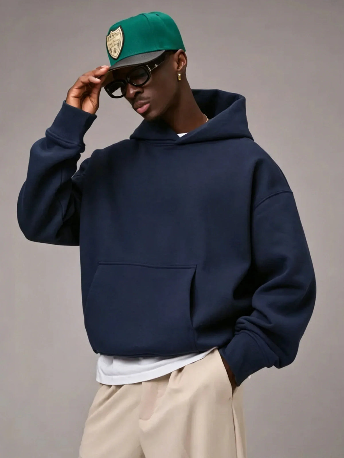 Unisex Kapuzenpullover Oversize Basic Hoodie mit Kängurutasche