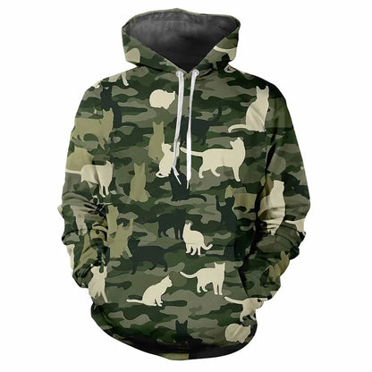 Hoodie Camouflage-Muster Kapuzenpullover mit Kängurutasche