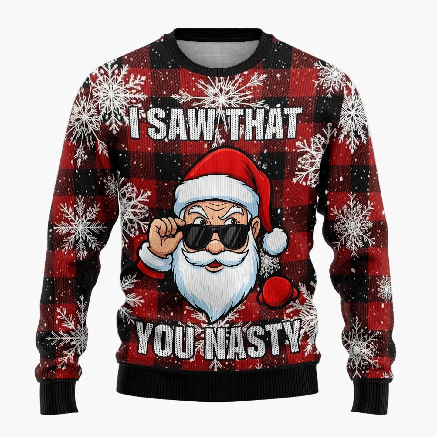 Męski zabawny świąteczny sweter Ugly Christmas Sweater z figlarnym Mikołajem na imprezy