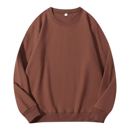 Sudadera unisex de manga larga con cuello redondo, colores lisos