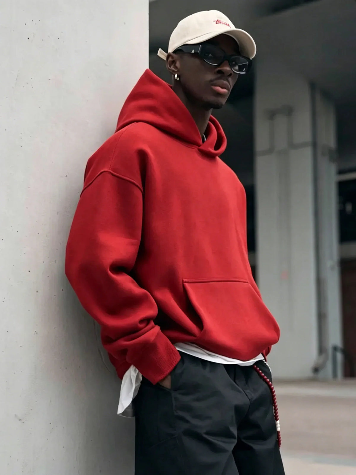 Unisex Kapuzenpullover Oversize Basic Hoodie mit Kängurutasche