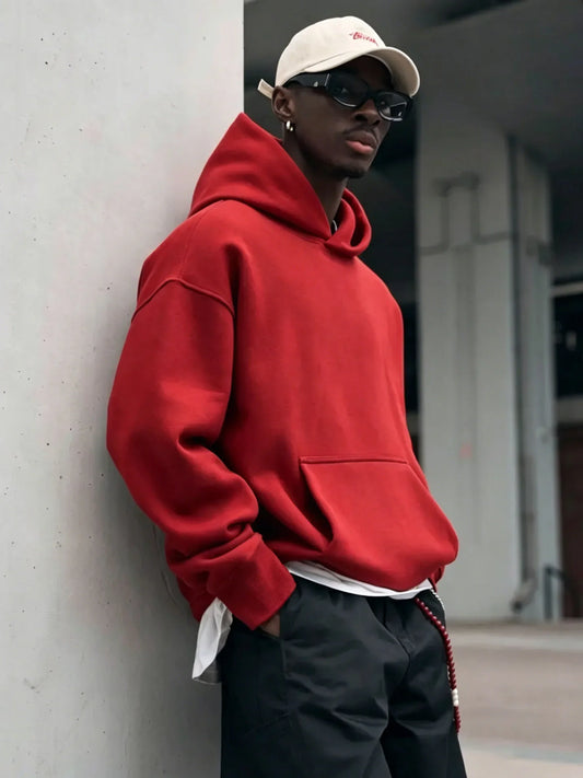 Sweat à capuche unisexe oversize basique avec poche kangourou