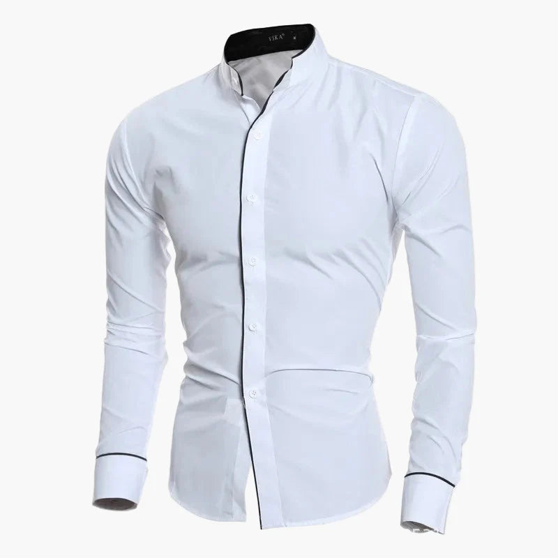 Chemise homme slim fit col montant – Design moderne pour affaires et loisirs