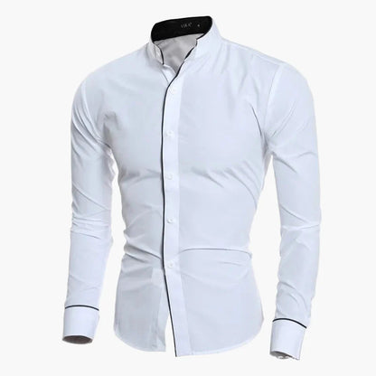 Chemise homme slim fit col montant – Design moderne pour affaires et loisirs