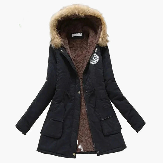 Dam vinter parkas med huva – Moderiktig koreansk stil, varm fodrad, vardag & fritid