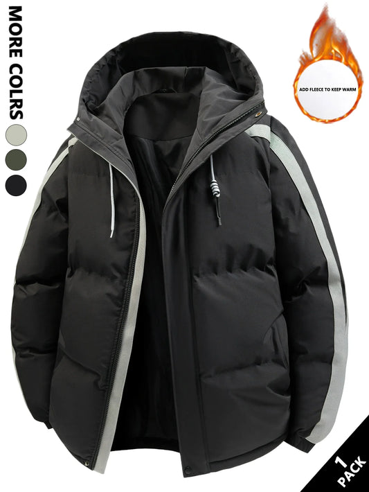 Winter Steppjacke Herren mit Kapuze und Streifen