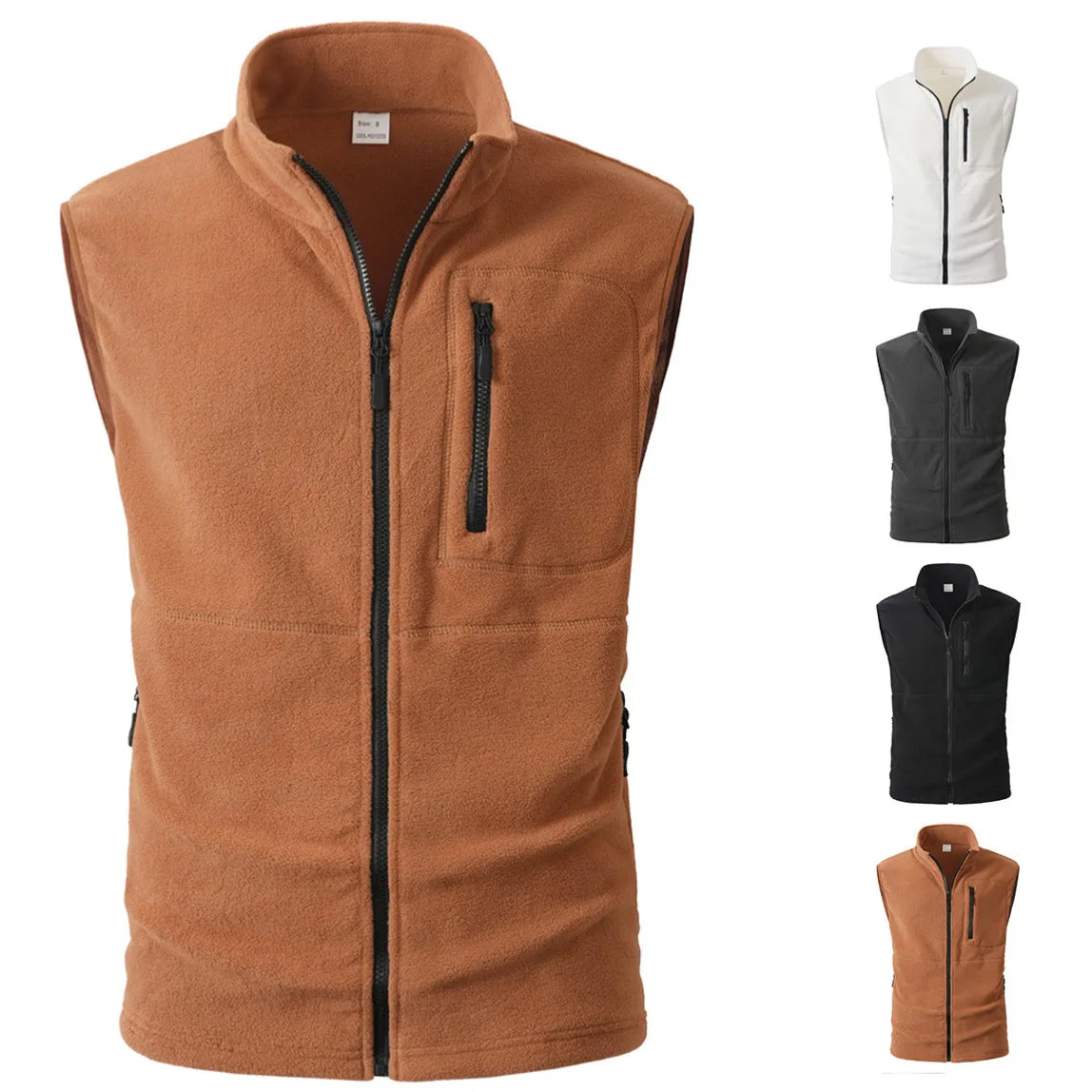 Gilet polaire à col montant avec fermeture éclair et poches