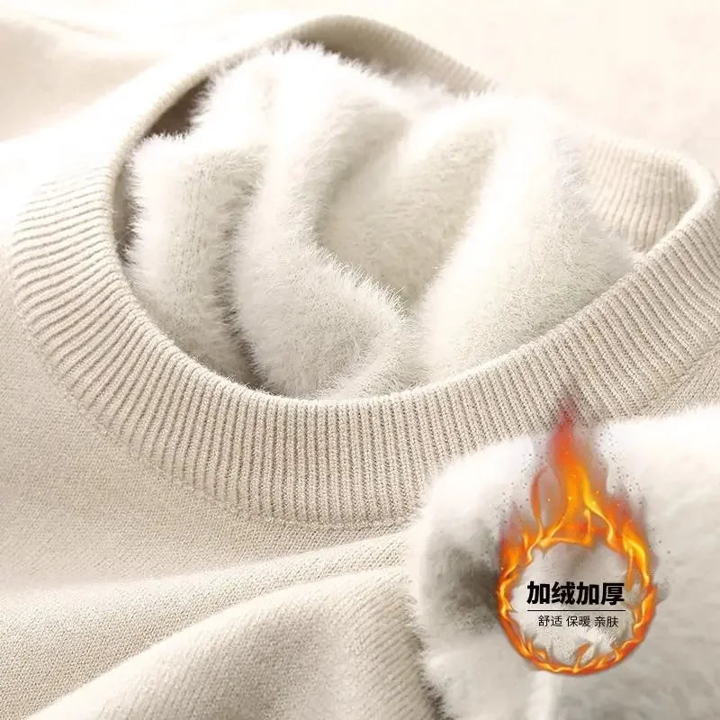 Pull unisexe avec doublure polaire chaude, col roulé ou col rond, différentes couleurs