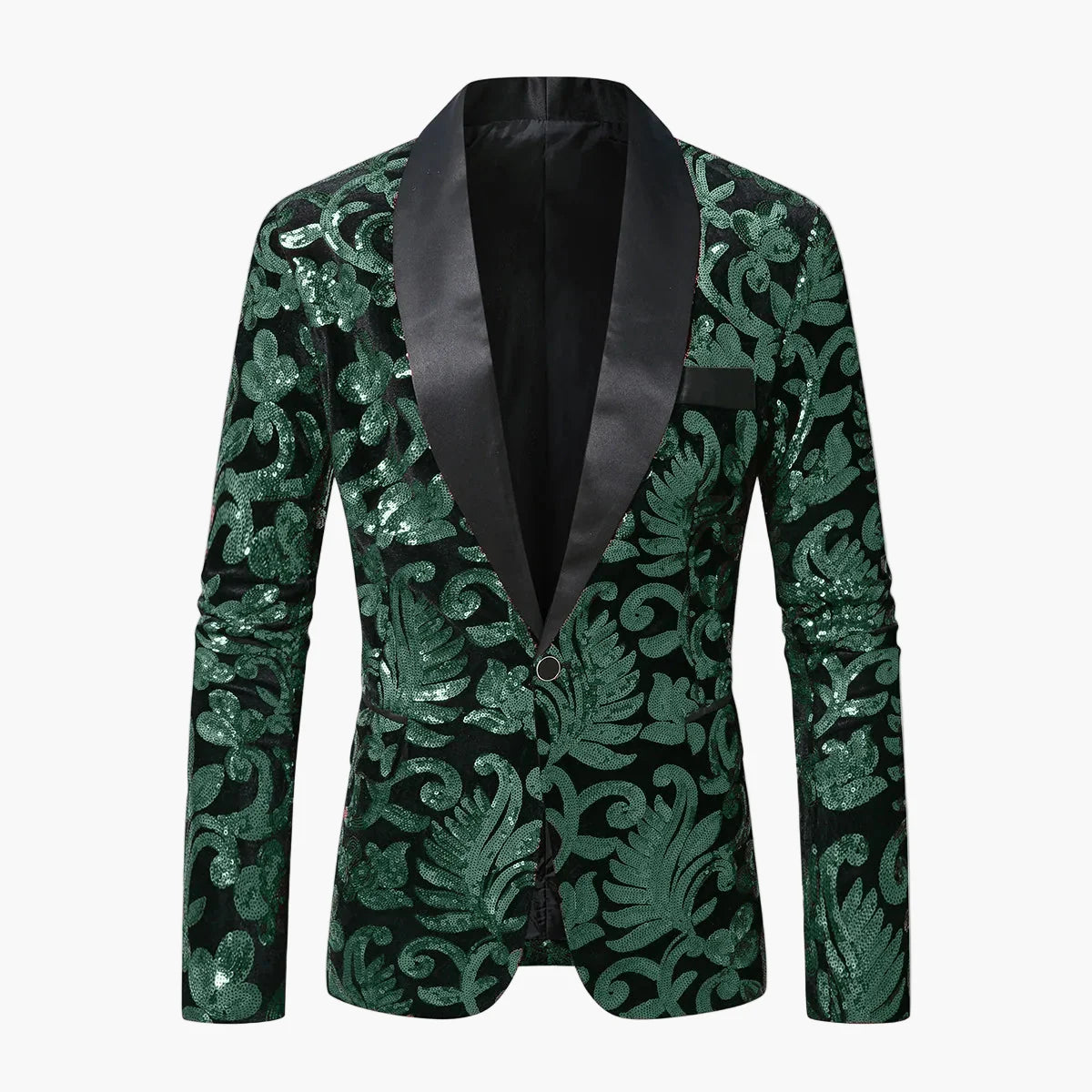 Herre Luksus Smoking Blazer med glimmer og moderne blomsterprint – Perfekt til fest og festlige lejligheder